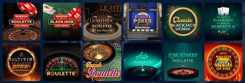 Juegos de Mesa de Marathonbet Casino