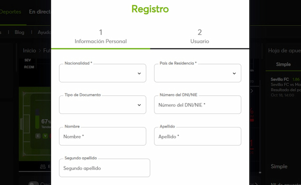 Registro - Bet777 apuestas deportivas en España