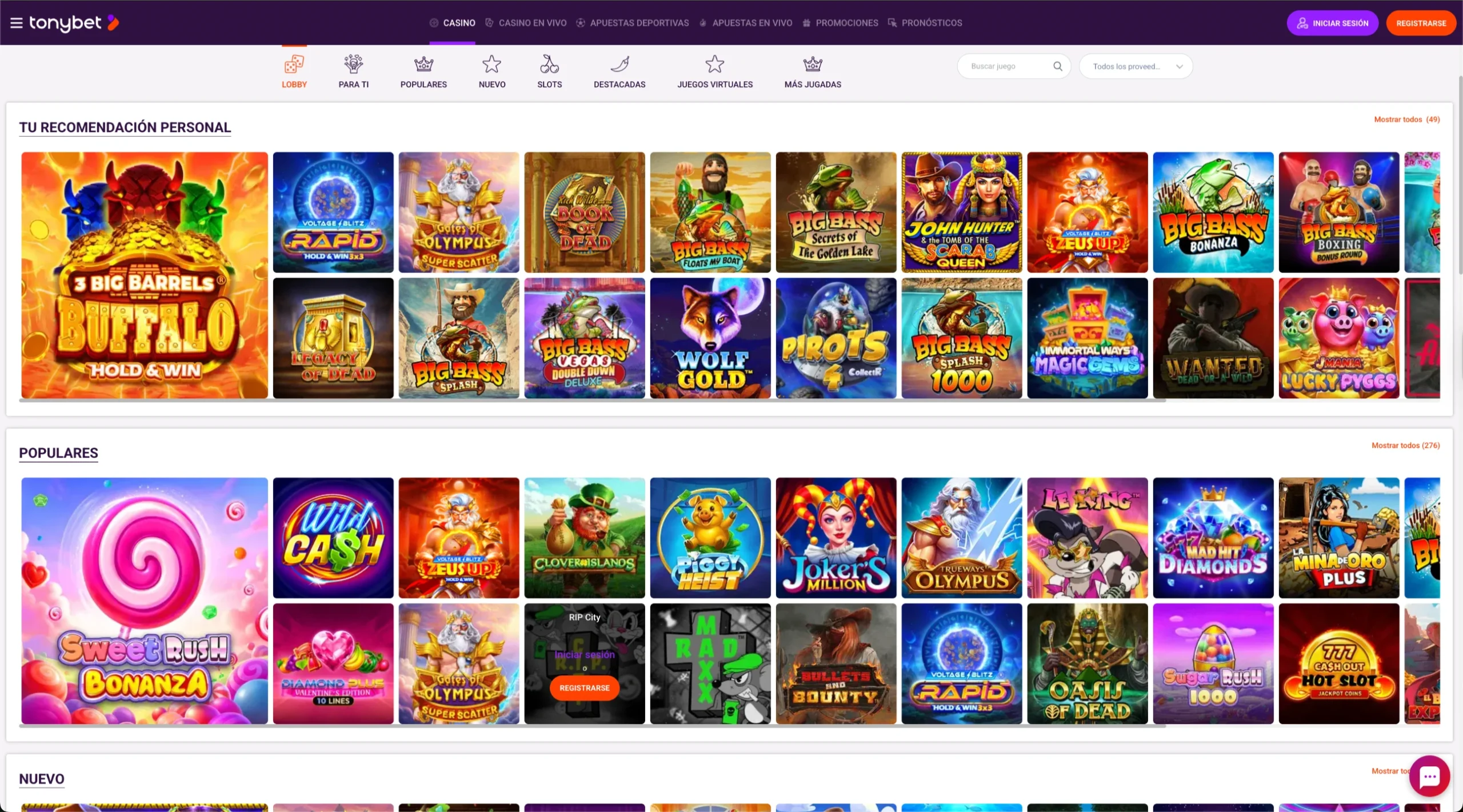 Tonybet Página de Casino