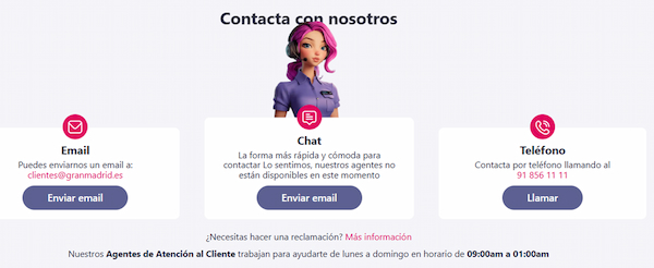 Atencion al cliente Casino Gran Madrid