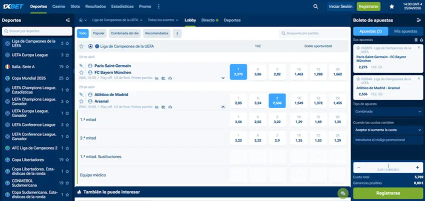 Apuestas en las semifinales de la Champions League en 1xBet