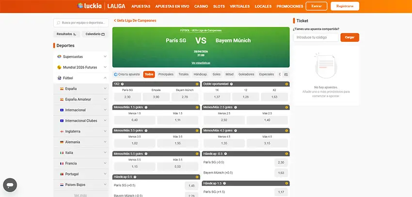 Apuestas en las semifinales de la Champions League en Luckia