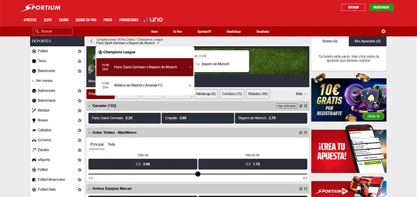 Apuestas en las semifinales de la Champions League en Sportium