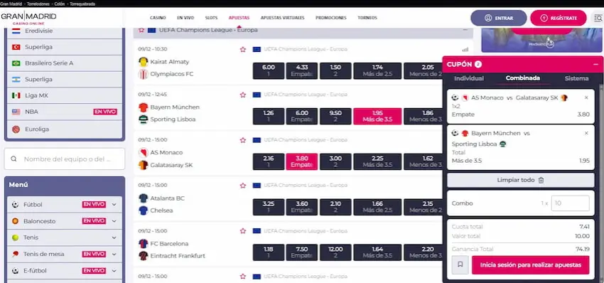 Mejores Casas de Apuestas para Apostar en la Champions League : Casino Gran Madrid
