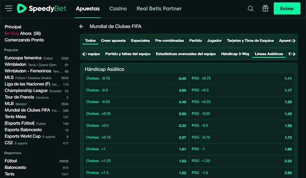 Hándicap Asiático en SpeedyBet