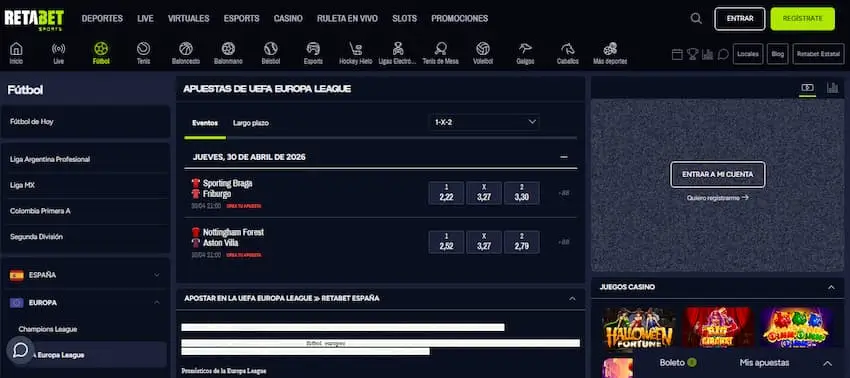 Apostar en la UEFA Europa League en Retabet