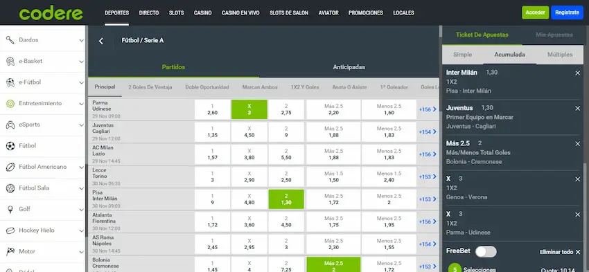 Codere - Jornada 13 serie A Italia