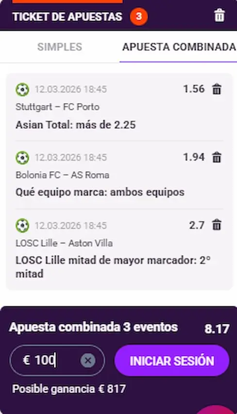 Combinada 1 Europa League Octavos de Final (IDA)