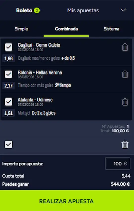 Combinada 1 Jornada 28 Serie A de Italia