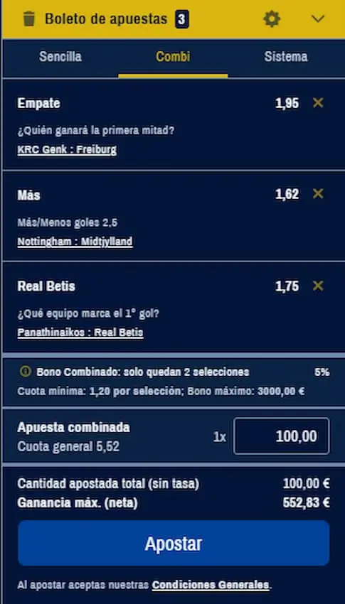 Combinada 2 Europa League Octavos de Final (IDA)