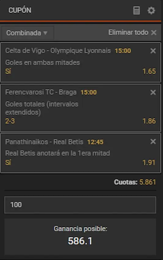 Combinada 3 Europa League Octavos de Final (IDA)