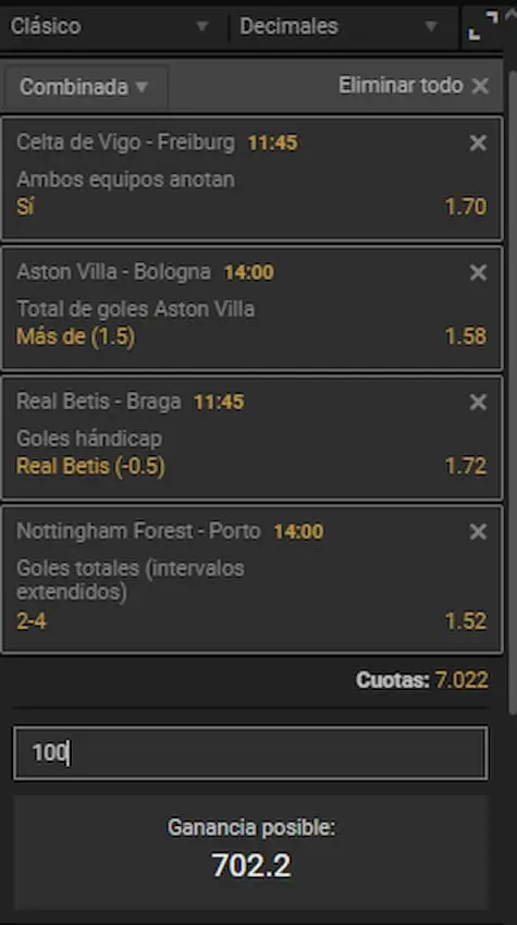 Cuartos de Final (VUELTA) Europa league Combinada 1