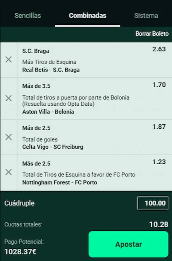 Cuartos de Final (VUELTA) Europa league Combinada 3