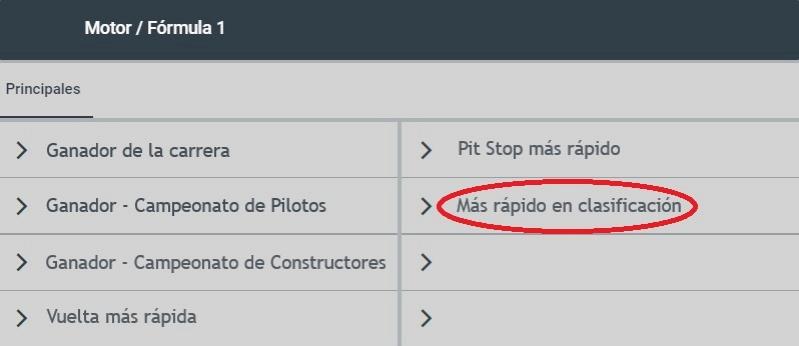 Mercado de clasificación en F1