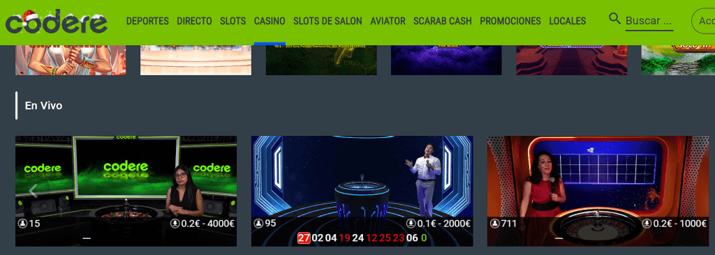 Codere ruleta en vivo