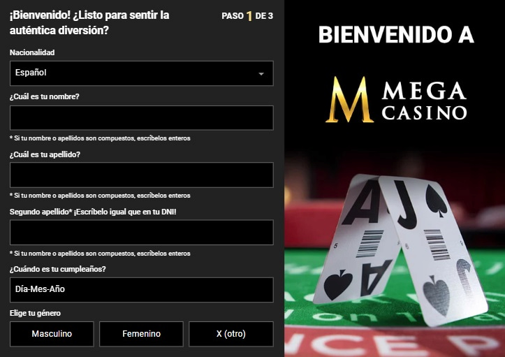 Registro - Mega Casino España