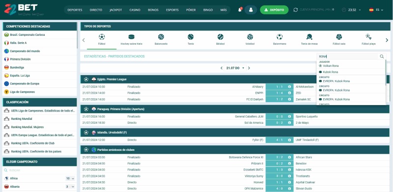 22Bet Herramientas seccion especial de estadisticas