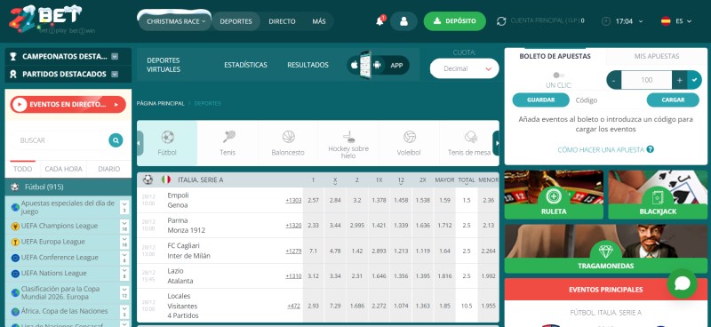 22Bet Chile deportes