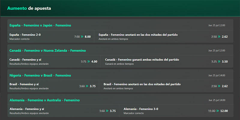Aumento de apuesta bet365