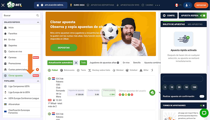 20Bet Clonar apuesta