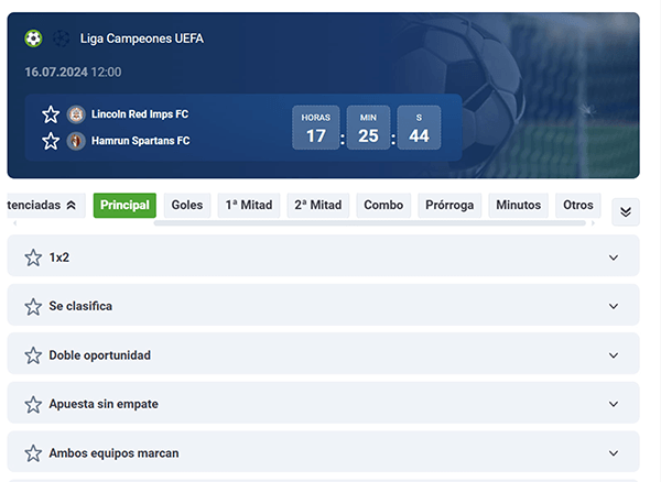 20Bet mercados de apuestas