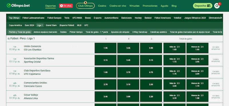 Apuestas deportivas en olimpobet