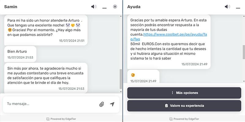 Atención al cliente en Coolbet