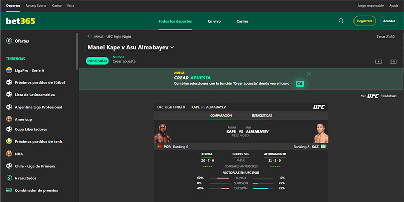 Bet365: Una Casa de Apuestas para Ver UFC y Apostar en Peleas en Ecuador