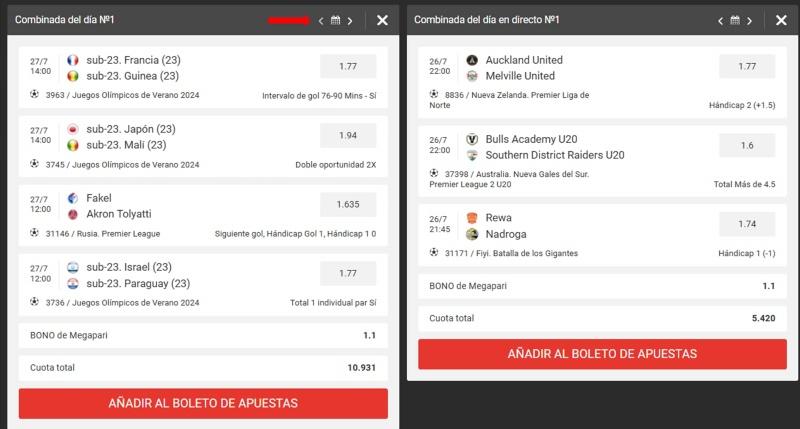 Combinada del día Megapari