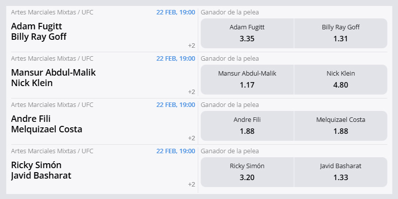 Mercado del Ganador UFC