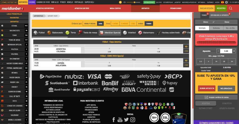 Meridianbet Vista deportes