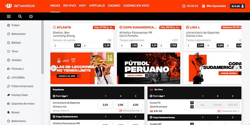 Página principal Betwarrior