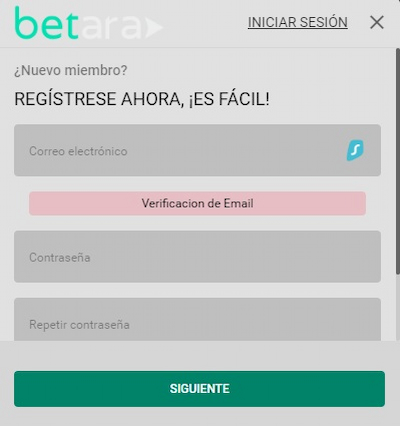 Registro en Betara Peru