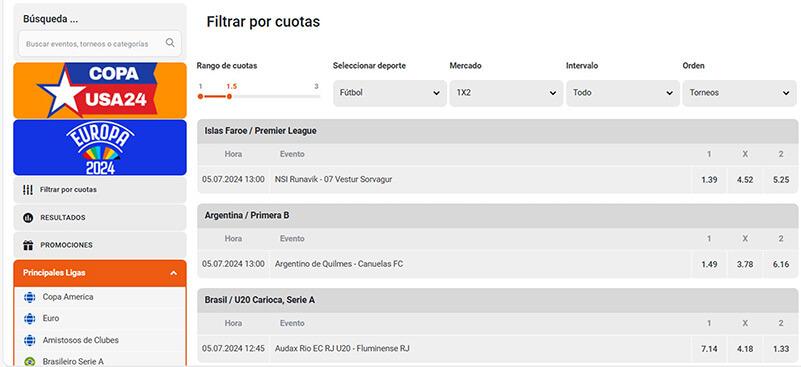 Te Apuesto herramientas filtro por cuotas