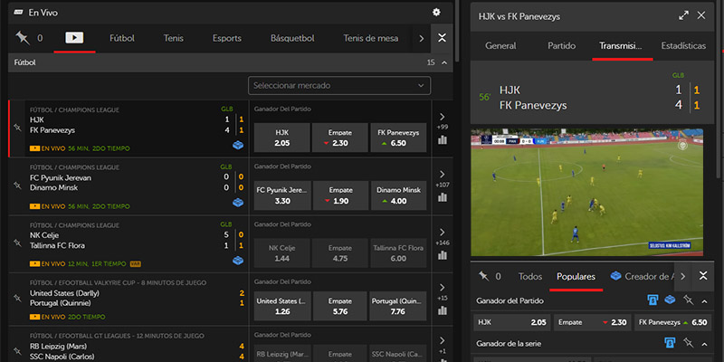 Transmisión en Betsafe