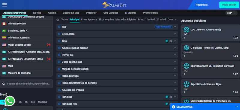 Deportes y mercados palmsbet