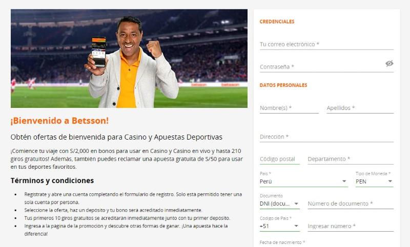 registro en betsson