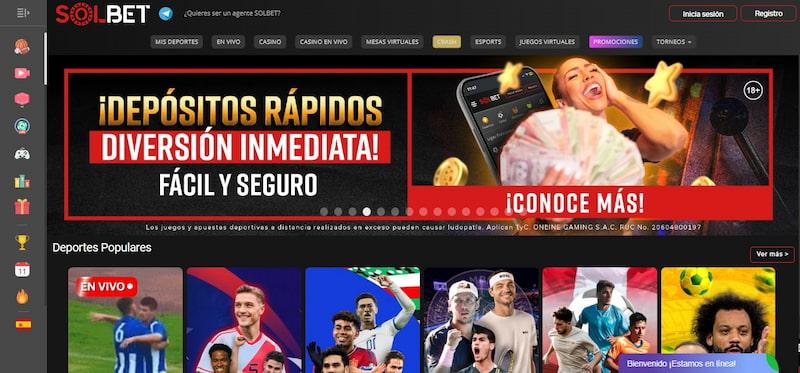 Pagina principal de Solbet Perú