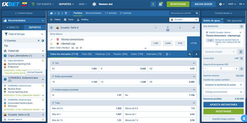 1xBet apuestas en fútbol