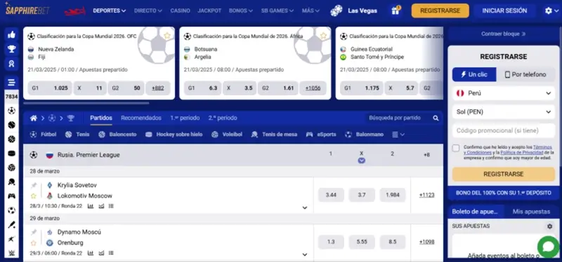 Apuestas Deportivas en Sapphirebet Perú