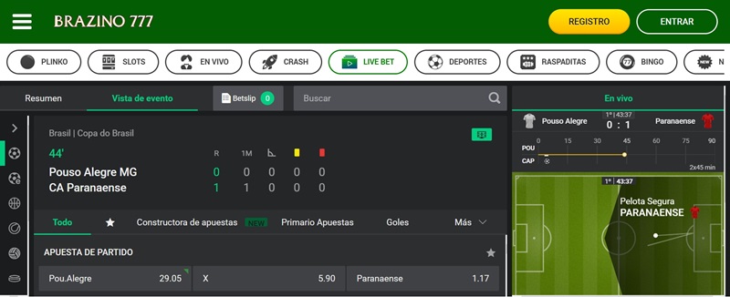 Apuestas en vivo Brazino777