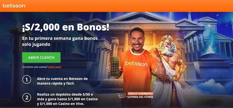 Bono de bienvenida de casino Betsson Peru