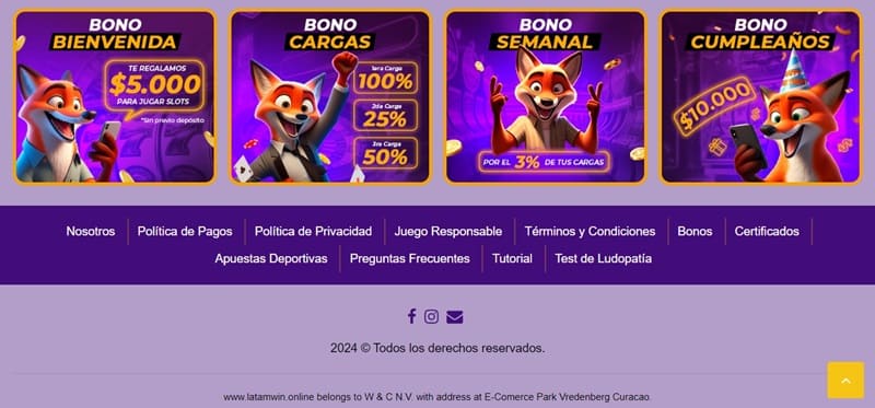 Bonos y promociones de Latamwin