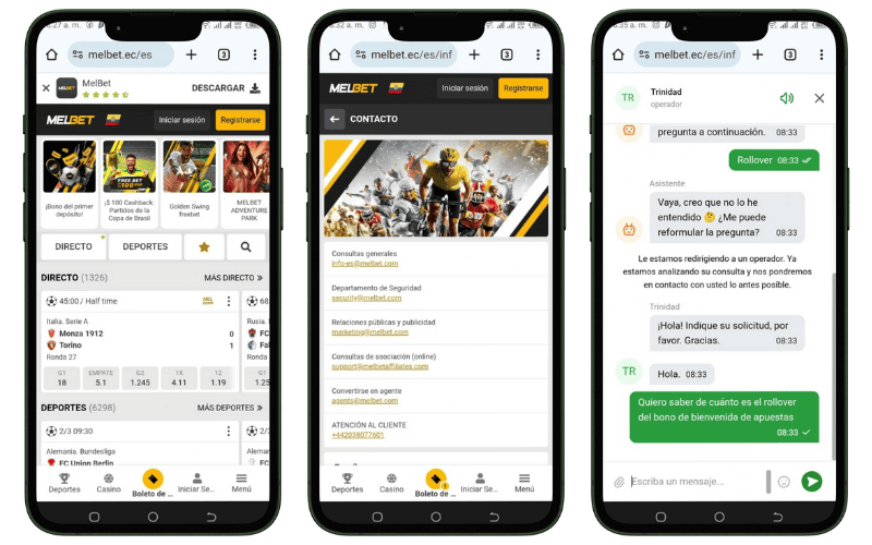 Atencion al cliente en Melbet Ecuador