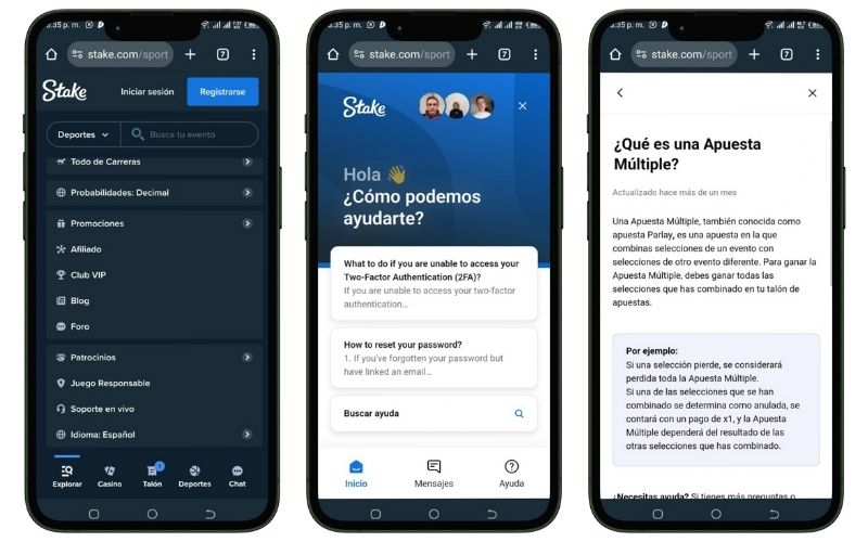 Atencion al cliente en Stake Ecuador
