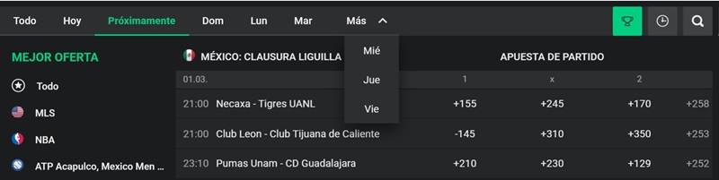 Calendario de partidos Brazino777