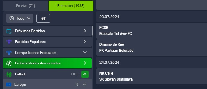 Probabilidades aumentadas - Distrabet