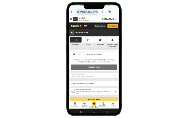 Registro en Melbet Ecuador