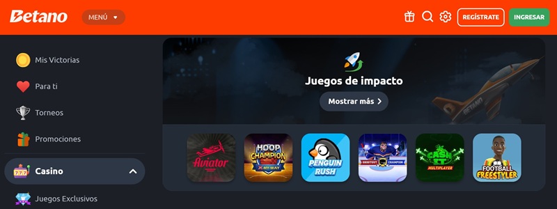 Juegos gratis en Betano