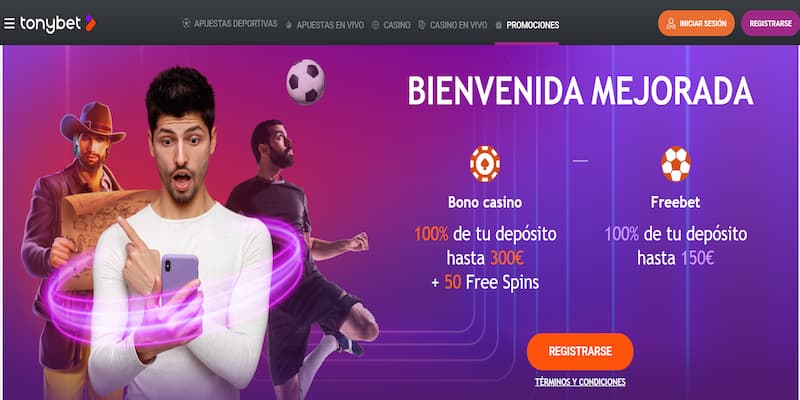 TonyBet ¡El Mejor Bono de Bienvenida con 50 Tiradas Gratis